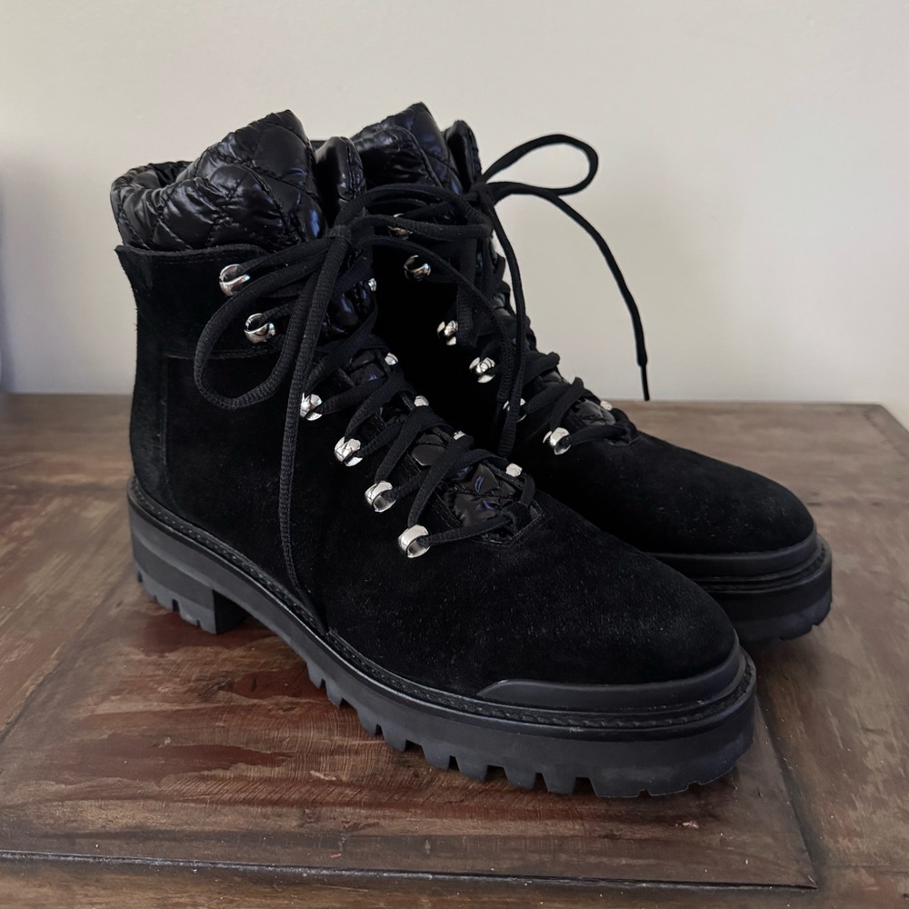 Marc Fisher LTD Innie black suede leather lace up hiker boots women’s 8.5‎